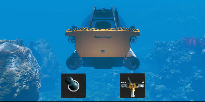 A submarine simulation to show buoyancy