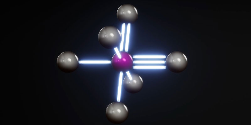 A molecule with bonds and lone pairs around a central atom.